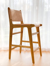 Load image into Gallery viewer, LOLA TEAK & LEATHER BAR CHAIR- Pre Order ETA late May