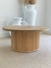 Load image into Gallery viewer, CUBA ROUND TIMBER & RATTAN COFFEE TABLE