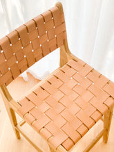 Load image into Gallery viewer, LOLA TEAK &amp; WOVEN LEATHER BAR CHAIR