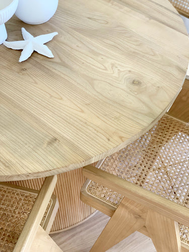 CUBA - ROUND TIMBER & RATTAN DINING TABLE- PRE ORDER OPENING SOON