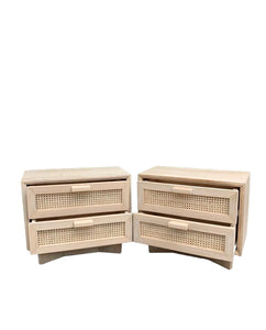 COVE TIMBER & RATTAN TWO DRAWER BEDSIDE TABLE- PRE ORDER OPENING SOON